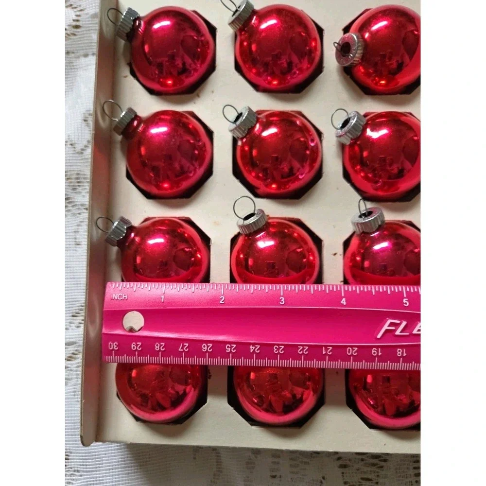 24 Glass Christmas Ornaments Pinkish MCM Delta American Made Vtg Holiday Decor